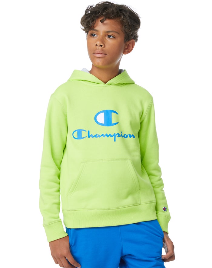 Champion Fleece C + Script Logos Hoodie Jongens - Groen - Belgie 8719HJTWD